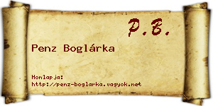 Penz Boglárka névjegykártya